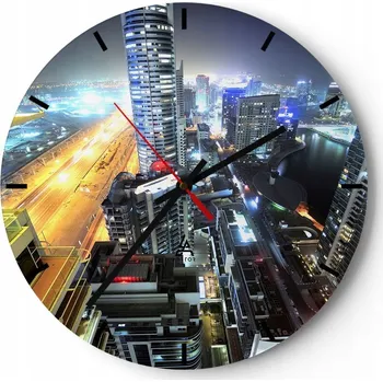 Hodiny Nástěnné hodiny do kuchyně 30x30 Město Skleněné hodiny do obýváku Loft Tiché