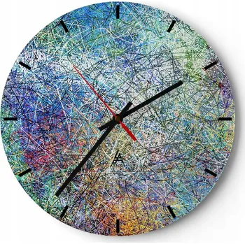 Hodiny Velké nástěnné hodiny 40x40 Abstrakce Skleněné hodiny Kulatý Tiché