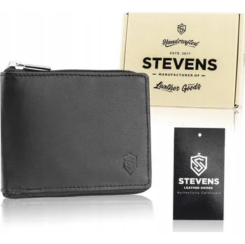 Peněženka Velká pánská kožená peněženka na zip STEVENS RFID Q2