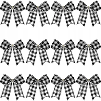 Obraz VÁNOČNÍ DEKORAČNÍ MAŠLE V KOSTKOVANÉM VZORU 12 KUSŮ