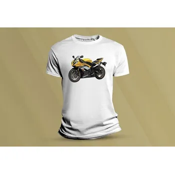 Chlapecké tričko Dětské bavlněné tričko Yamaha R6 žlutá. Bílá velikost L