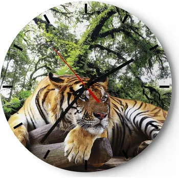 Hodiny Nástěnné hodiny do kuchyně 30x30 Tygr Skleněné hodiny do obýváku Loft Tiché