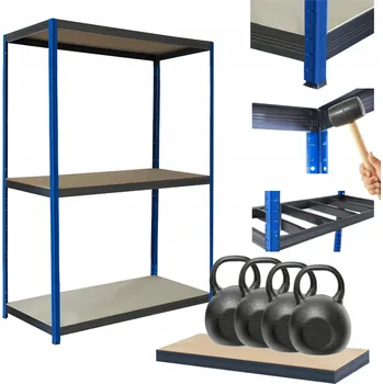 Dílenský regál Kovový regál do skladu, dílny HELIOS 90x100x40cm, 3 police, nosnost 400kg