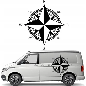 Samolepicí dekorace na vozidlo SAMOLEPKA na auto karavan RŮŽICE VĚTRŮ KOMPAS 91x90