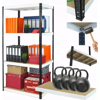 Dílenský regál Kovový regál do skladu, garáže, stojan HELIOS 180x90x40cm 4 police x 400kg PL