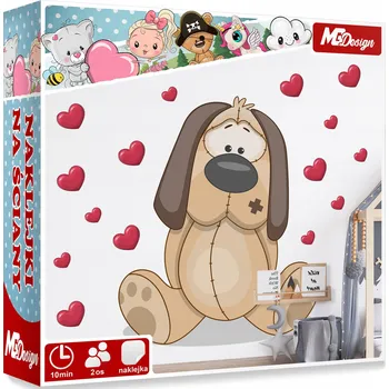 Samolepící dekorace XL VELKÁ Samolepka na stěnu PEJSEK Srdce 57x67