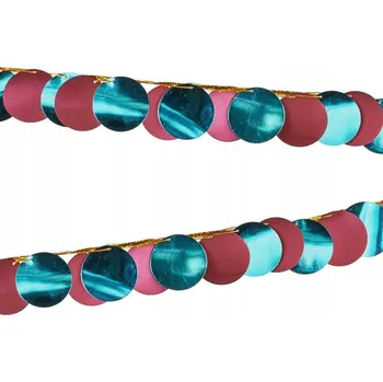 Metalická girlanda Kolečka, mix barev, 2,2 m GL34 tyrkysovo-bordó
