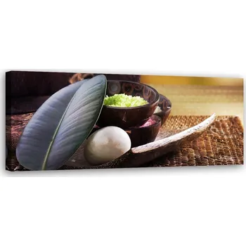 Obraz OBRAZ NA PLÁTNĚ CANVAS Zen kompozice s listem 90x30