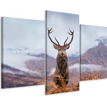 Obraz Obraz Tryptych JELEN Horská krajina 3D pohled 90x60