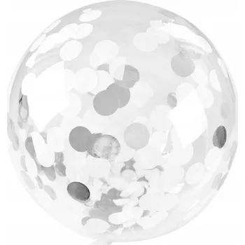 Balónek Stříbrný průhledný balónek s konfetami, 45 cm, plněný heliem