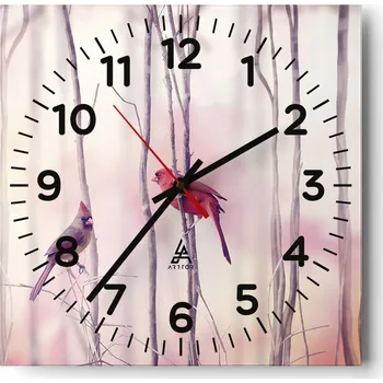 Hodiny Nástěnné hodiny do obýváku 40x40 Pták Tiché hodiny na skle Stylové