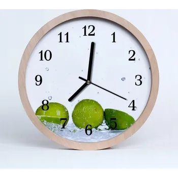 Hodiny Nástěnné hodiny z překližky Tiché Limetka Kuchyně 25 cm