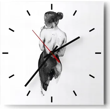 Hodiny Nástěnné hodiny do kuchyně 30x30 Žena Stylové hodiny na skle Loft Tiché