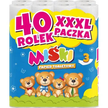 Toaletní papír Suchý toaletní papír bez vůně Miśki 40 ks