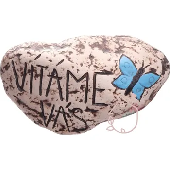 Zahradní dekorace Kámen s nápisem Vítáme vás keramický, ručně malovaný