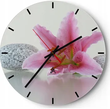 Hodiny Velké nástěnné hodiny 40x40 Květiny Skleněné hodiny Kulatý Tiché