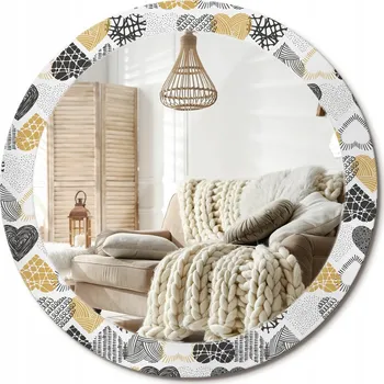 Zrcadlo Zrcadlo s potiskem do koupelny, kuchyně, předsíně, srdce, styl Doodle fi80 cm