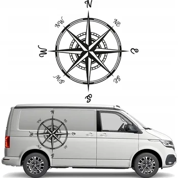 Samolepicí dekorace na vozidlo SAMOLEPKA na auto karavan KOMPAS RŮŽE VĚTRŮ 90x88