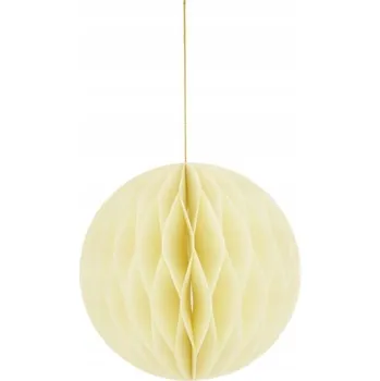 Vánoční dekorace Velká papírová vánoční koule krémová magnet ozdoba boho