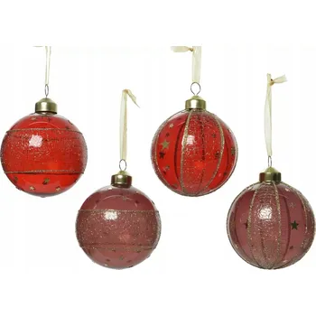 Vánoční dekorace Vánoční Koule závěs brokat hvězdičky červená růžová