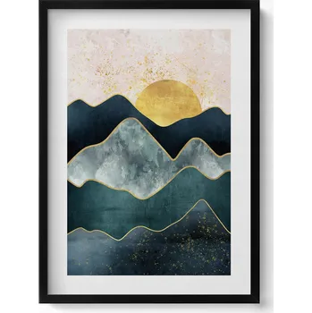 Obraz Obraz v černém rámu na zeď Abstraktní horská krajina 50x70 cm