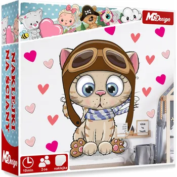 Samolepící dekorace XL VELKÁ Samolepka na stěnu KOŤÁTKO SRDCE 63x57