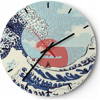 Hodiny Velké nástěnné hodiny 40x40 Abstrakce Skleněné hodiny Kulatý Tiché