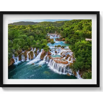 Obraz Nástěnný obraz v rámu s grafikou Vodopády a řeka Krka Chorvatsko 80x60 cm