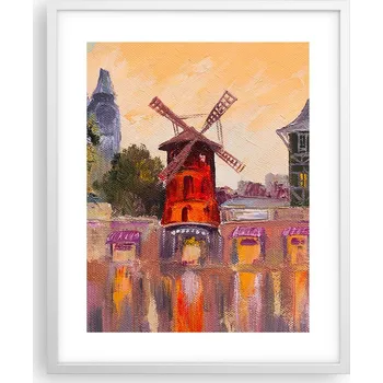 Obraz Obraz plakát na zeď v bílém rámu 40x50 Paříž foto plakáty do obýváku