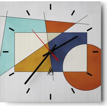 Hodiny Nástěnné hodiny do kuchyně 30x30 Geometrické Stylové Hodiny na skle Tiché