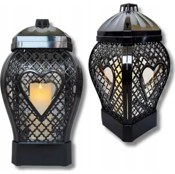 Lucerna DEKORATIVNÍ LUCERNA LAMPION ČERNÁ ZAHRADNÍ SVÍTILNA NA HROB, NA LED VLOŽKU