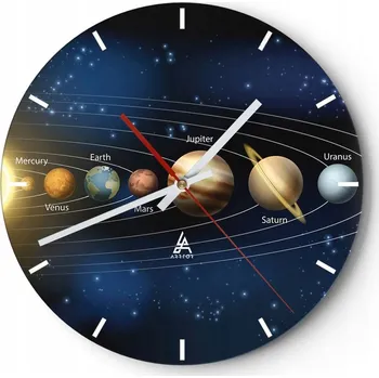 Hodiny Velké nástěnné hodiny na zeď 40x40 Kosmos Skleněné hodiny Kulatý Tiché