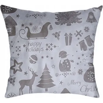 Povlak na dekorativní polštářek Povlak na polštářek "jasiek" 40x40 cm, 100% Bavlna Saně Santa Clause šedé na b