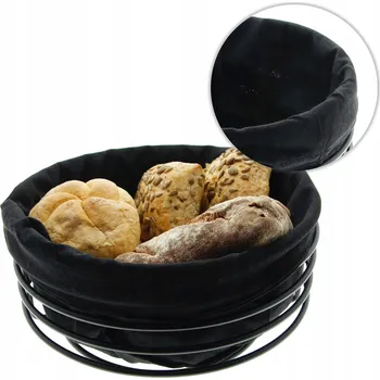 chlebník KOŠÍK na chléb PEČIVO Ø23 kov/ látka ČERNÝ