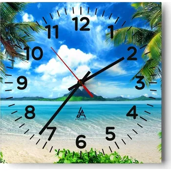 Hodiny Kuchyňské nástěnné hodiny 30x30 Krajina Skleněné hodiny do obýváku Moderní Tiché