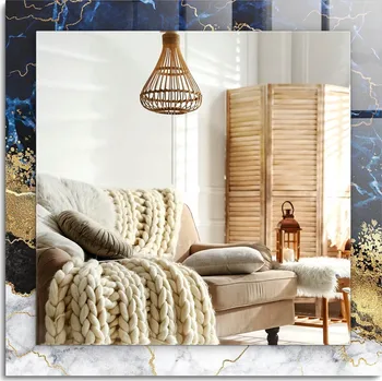 Zrcadlo Zrcadlo nástěnné s ozdobným skleněným rámem Abstrakce mramoru 60x60 cm