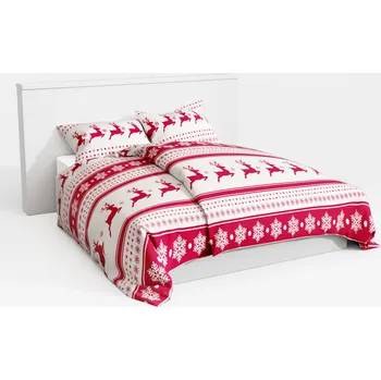 Povlečení DRUHÁ JAKOST VÁNOČNÍ POVLEČENÍ BAVLNĚNÉ SET 160x200+2x70x80 4A
