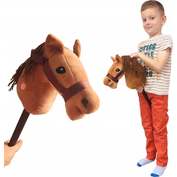 Hobby horsing HLAVA KONĚ HOBBY HORSE KŮŇ KONÍK NA TYČI PLYŠOVÝ SE ZVUKEM 70 cm