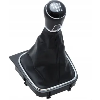 Hlavice řadicí páky RUKOJEŤ ŘADÍCÍ PÁKY KŮŽE ČERNÁ NIT VW 6 RYCHLOSTNÍCH STUPŇŮ