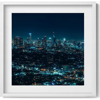 Obraz Obraz dekorace na zeď Velké osvětlené město v noci panorama 50x50 cm