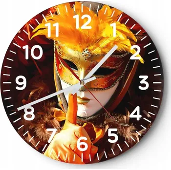 Hodiny Nástěnné hodiny do obýváku 40x40 Maska Kulatý Skleněné hodiny Loft Tiché