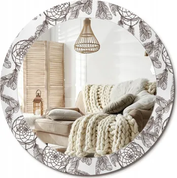 Zrcadlo Kulaté moderní zrcadlo na zeď s potiskem, průměr 70 cm - Lapač snů