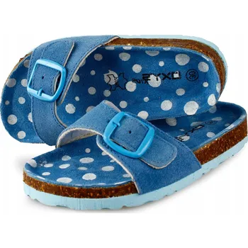 Chlapecké pantofle PANTOFLE profilované kožené semišové modré 30