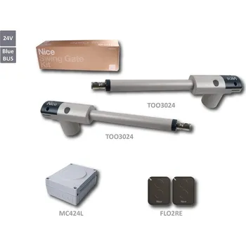 TOO3024KLT - sada pohonů Nice, křídlo do 3 m - teleskopické 24 V pohony křídlové brány, elektronika, přijímač, 2 x vysílač