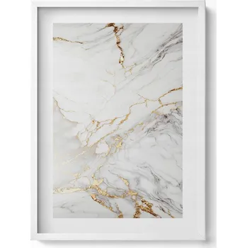 Obraz Nástěnný dekorativní obraz v bílém rámu s grafikou Mramorový dekor 50x70 cm