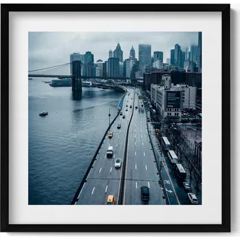 Obraz Dekorativní nástěnný obraz v rámu do obýváku Městská ulice z ptačí perspektivy 50x50 cm