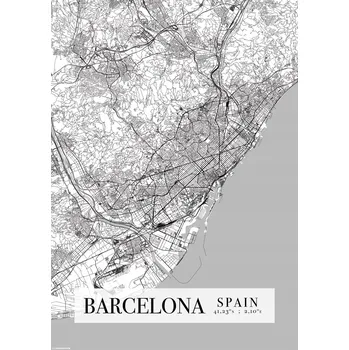 Obraz Plakát Mapa Barcelony bez rámu 59,4 x 84,1 cm