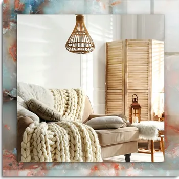 Zrcadlo Stylové nástěnné Zrcadlo čtvercové 60x60 cm Abstraktní barevná textura