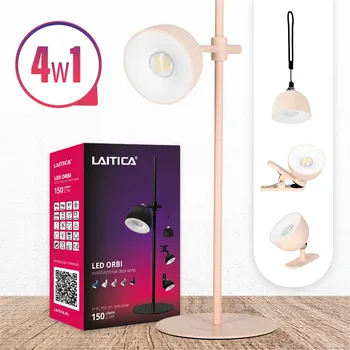Lampička Bezdrátová LED Stolní Lampa Laitica ORBI Růžová USB 4v1 NASTAVITELNÁ