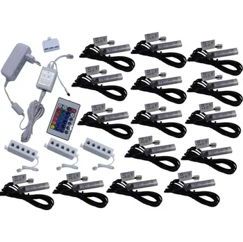 15x RGB LED klipy na polic skleněných desek, SADA